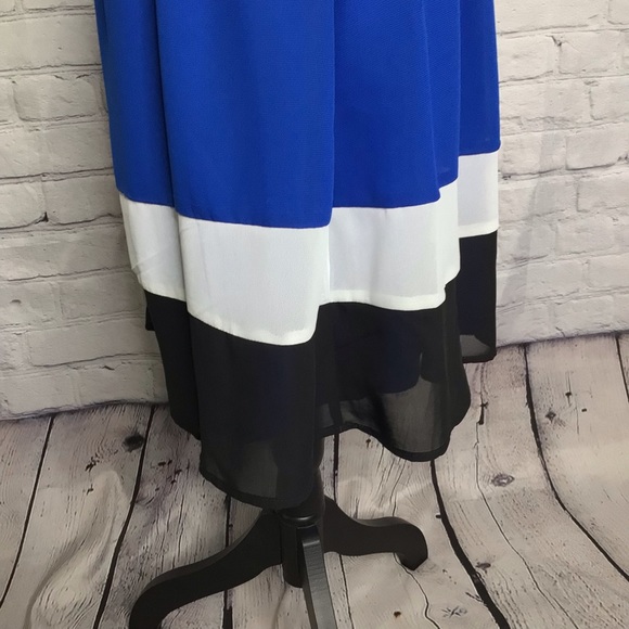 Love Cameron Royal Blue Color Block Sleeveless Keyhole Blouson Dress 2X - Picture 8 of 10
